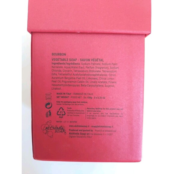 ALCHIMIA BOURBON Vegetable Soap Set of 3 Made in Italy NIB GIFTBOX 150g Each - Picture 3 of 5